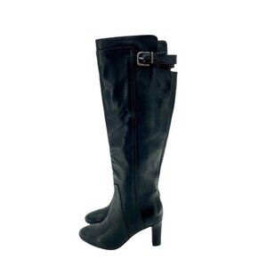 Via Spiga Boots Parca Black Leather Knee High Zip Up SZ 5 New $450